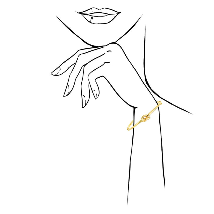 14K Yellow Gold 9.5mm Love Knot Bangle Bracelet (Hollow) 7"