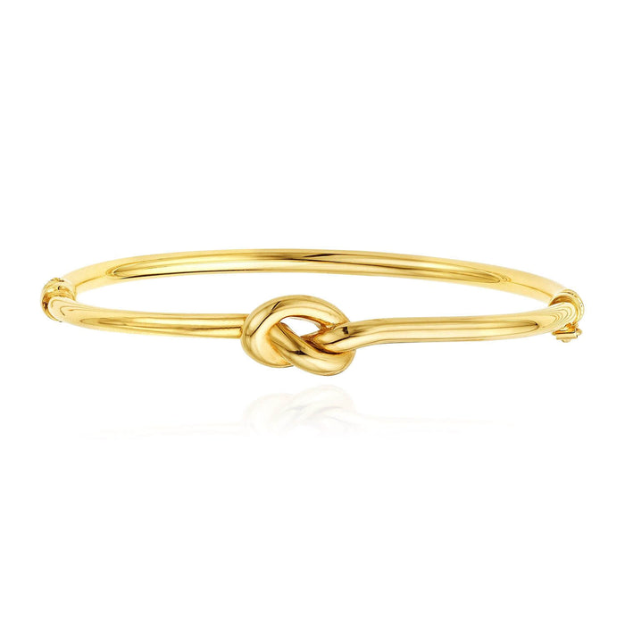 14K Yellow Gold 9.5mm Love Knot Bangle Bracelet (Hollow) 7"
