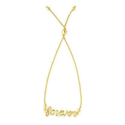 14K Gold Yellow Wheat  Script Forever 7" to 9.25" Adjustable Bolo Bracelet