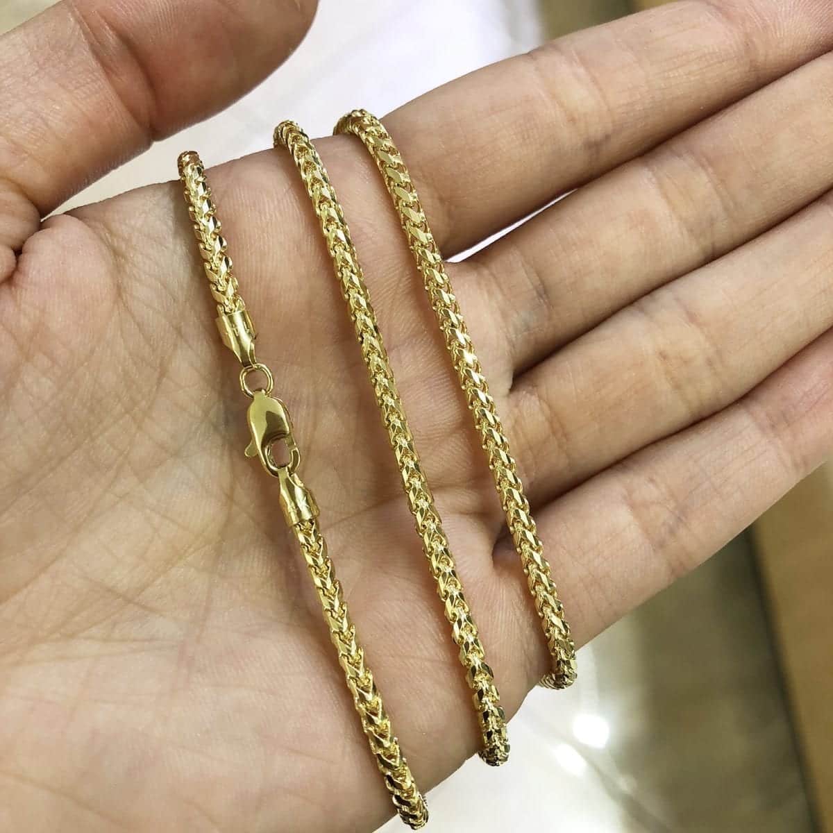 14K Yellow Gold 2.7mm Franco Chain (Solid Links) 24"-30" [lifestyle]