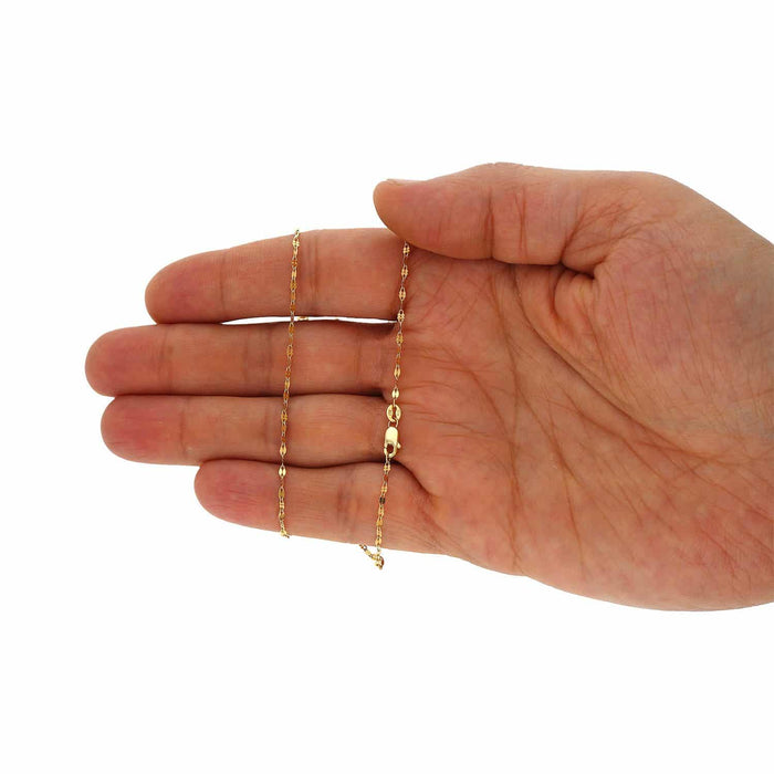 10K Yellow Gold 2mm Italian Mirror Chain (Solid Links) 16"-22"