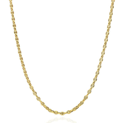 10K Yellow Gold 3mm Puffed Anchor Mariner Chain (Hollow) 16"-26"