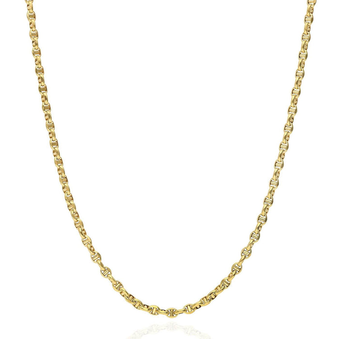 10K Yellow Gold 3mm Puffed Anchor Mariner Chain (Hollow) 16"-26"