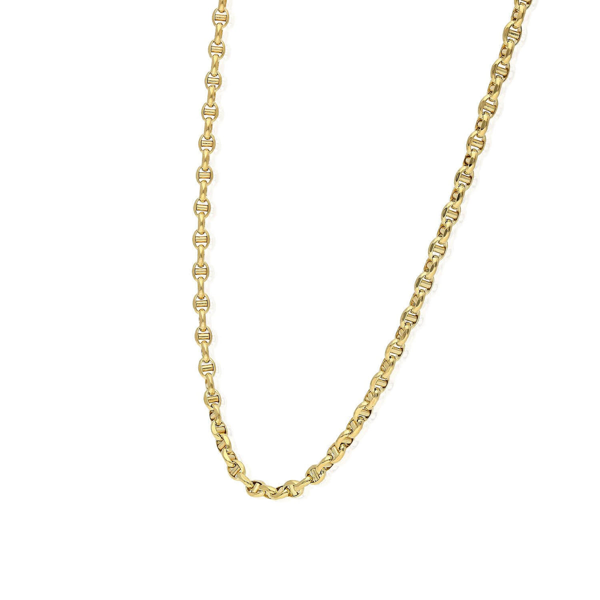 10K Yellow Gold 3mm Puffed Anchor Mariner Chain (Hollow) 16"-26"