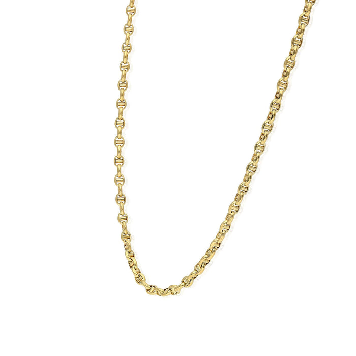 10K Yellow Gold 3mm Puffed Anchor Mariner Chain (Hollow) 16"-26"