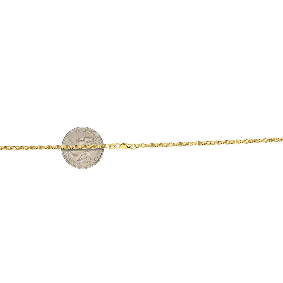 10K Yellow Gold 3mm Puffed Anchor Mariner Chain (Hollow) 16"-26"