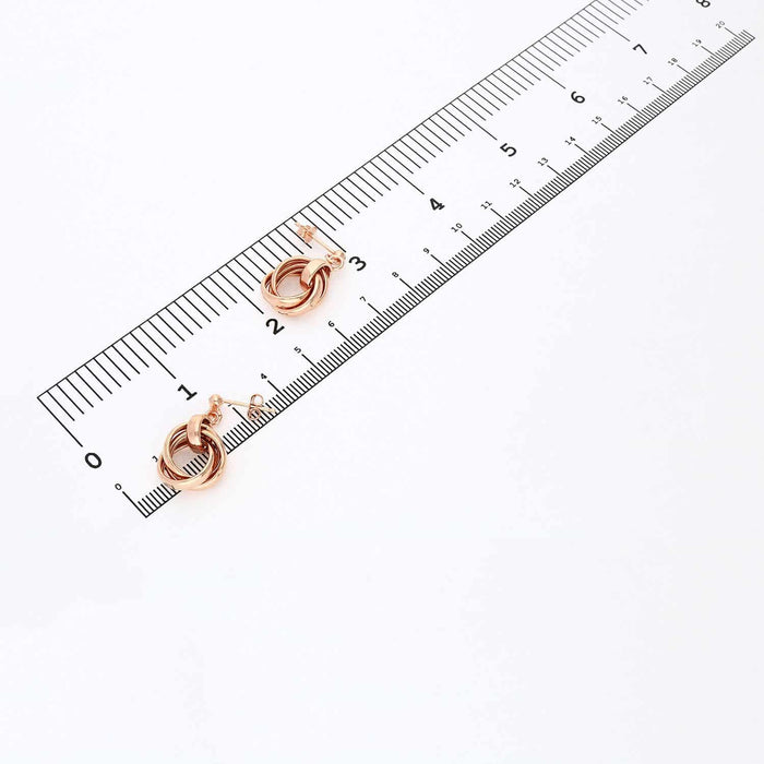 Rose Gold Over Sterling Silver Drop Love Knot Push Back Stud Earrings