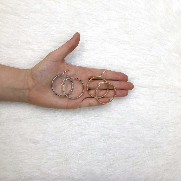 Yellow White Gold Over Sterling Silver Textured Half Tube Round Hoop Earrings