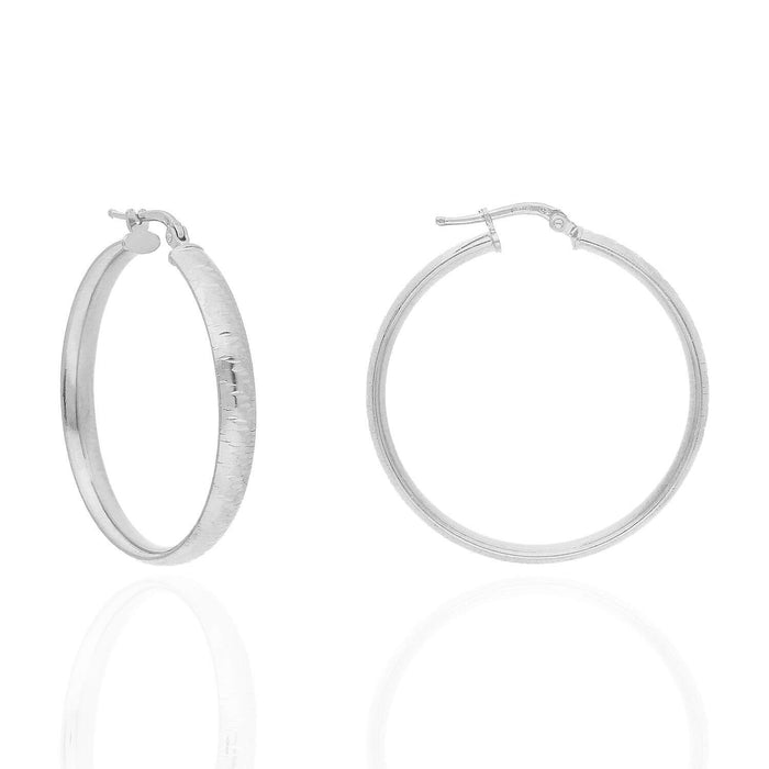 Yellow White Gold Over Sterling Silver Textured Half Tube Round Hoop Earrings