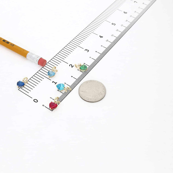 14K Yellow Gold CZ Heart Shape Birthstone Pendant 0.53"