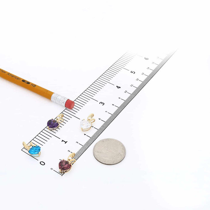 14K Yellow Gold CZ And Heart Shape Birthstone Pendant w/ 18" Chain