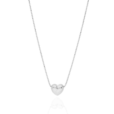 Yellow Rose White Gold Over Sterling Silver Puffed Heart Slider Necklace 18"-20" Adjustable