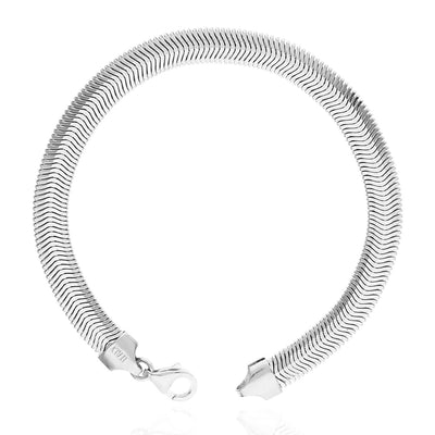 Yellow White Gold Over Sterling Silver Fancy Puffed Herringbone Bracelet (Solid Links) 7.5"
