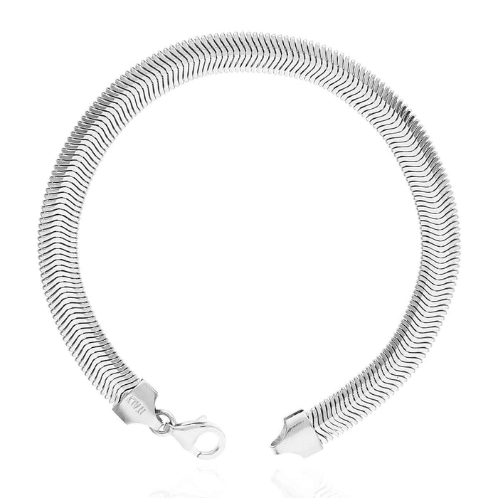 Yellow White Gold Over Sterling Silver Fancy Puffed Herringbone Bracelet (Solid Links) 7.5"