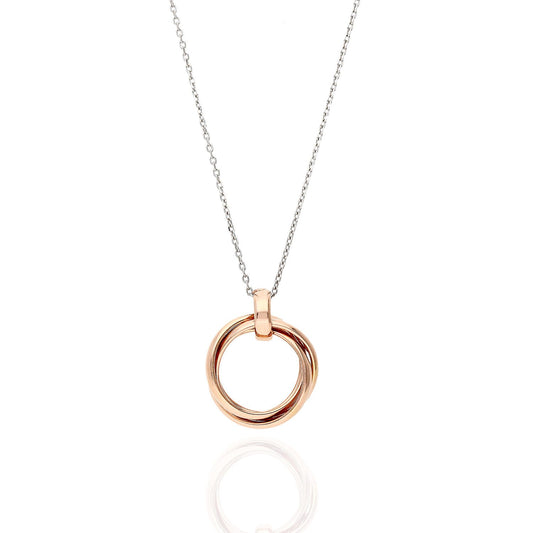 Rose Gold Tone Infinity Love Knot Pendant Necklace In Sterling Silver 16"