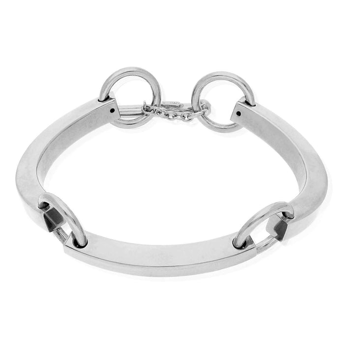 Yellow White Gold Over Sterling Silver Bar Toggle Bracelet (Solid Links) 7"