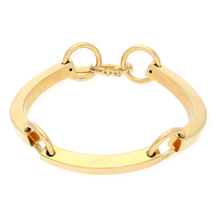 Yellow White Gold Over Sterling Silver Bar Toggle Bracelet (Solid Links) 7"