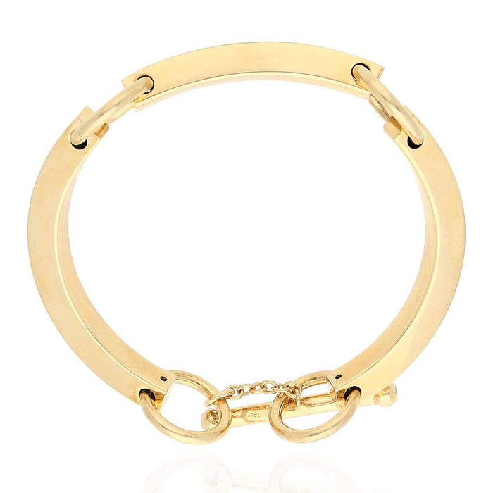 Yellow White Gold Over Sterling Silver Bar Toggle Bracelet (Solid Links) 7"