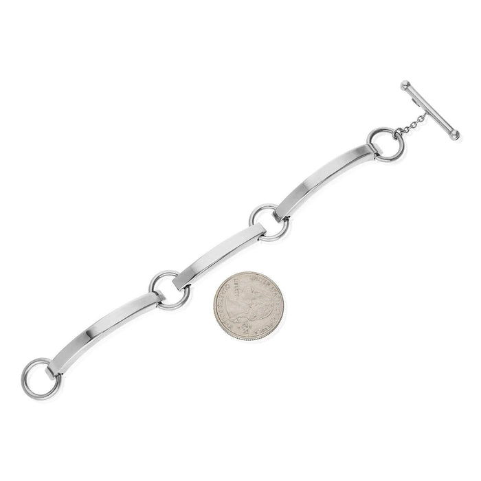 Yellow White Gold Over Sterling Silver Bar Toggle Bracelet (Solid Links) 7"