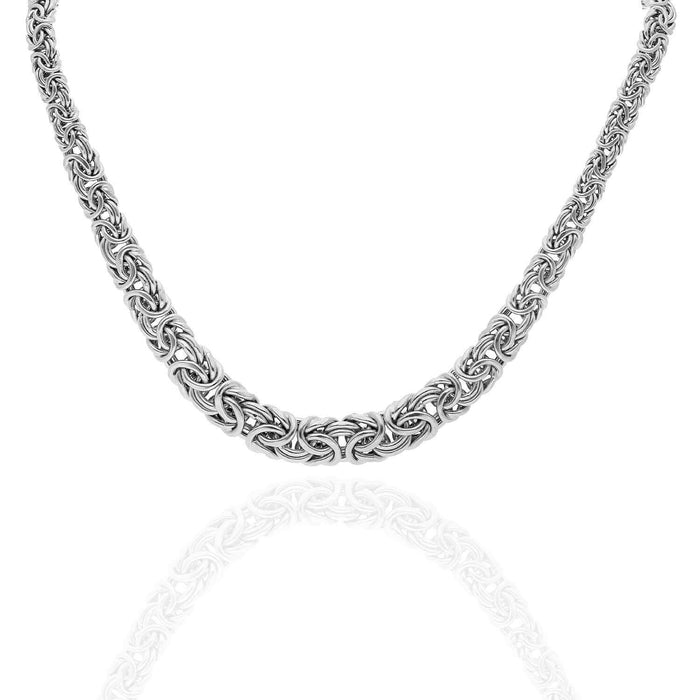 Sterling Silver Byzantine Graduated Necklace (Solid Links) 18"