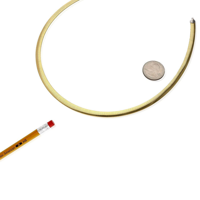 18K Yellow White Gold Over Sterling Silver Reversible 6mm Omega Chain (Solid Links) 18"