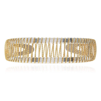 Gold Over Silver Yellow Wire Wrapped Cuff Bangle Bracelet