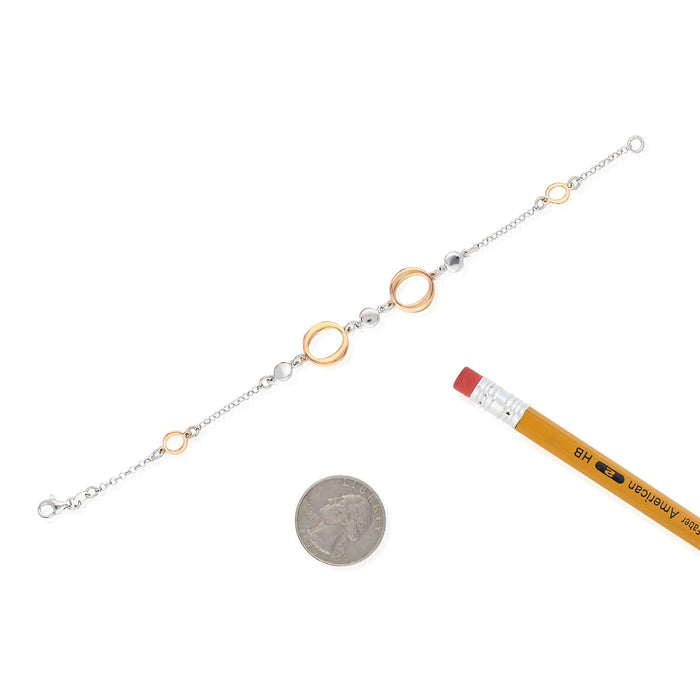 Rose Gold Over Sterling Silver Oval Cable Bracelet (Solid Links) 7.5"