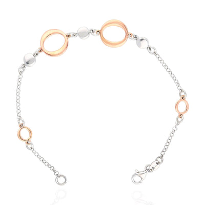 Rose Gold Over Sterling Silver Oval Cable Bracelet (Solid Links) 7.5"