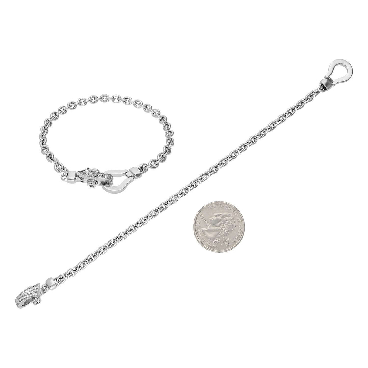 Sterling Silver Cable CZ Snap Lock Bracelet (Solid Links) 7.5"