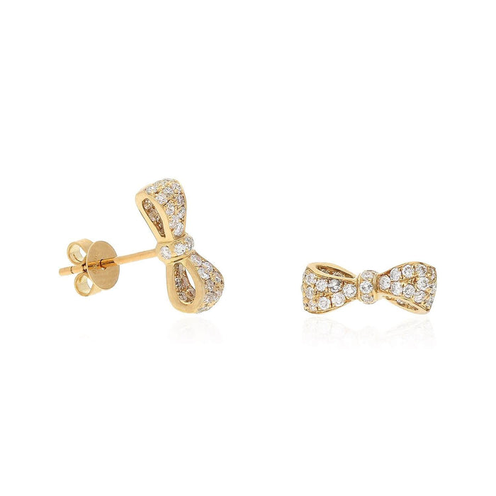 0.55CTW Lab-Grown Diamond 18K Yellow Rose White Gold Bow Stud Earrings