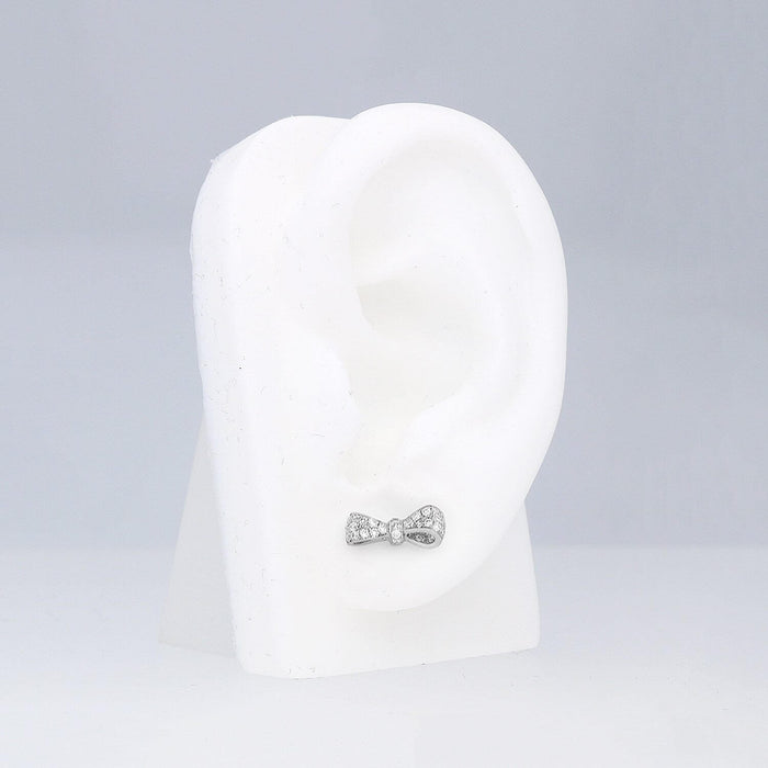 0.55CTW Lab-Grown Diamond 18K Yellow Rose White Gold Bow Stud Earrings