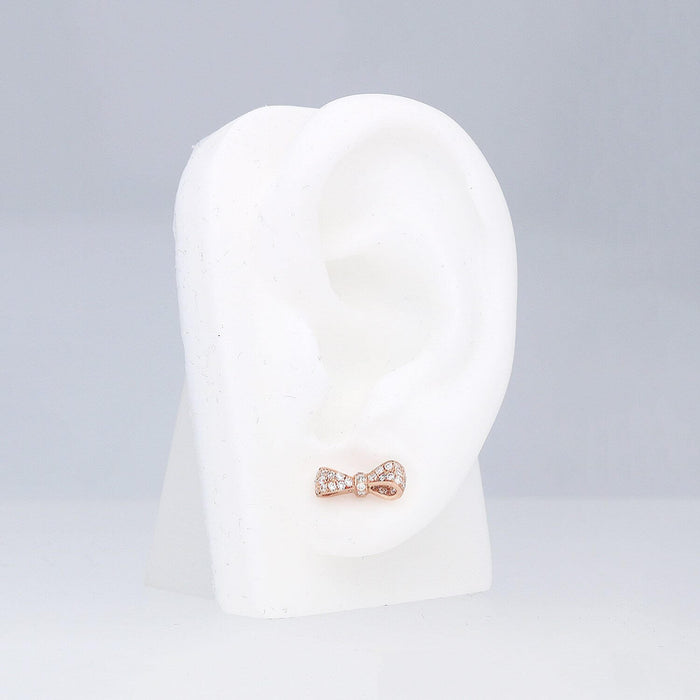 0.55CTW Lab-Grown Diamond 18K Yellow Rose White Gold Bow Stud Earrings