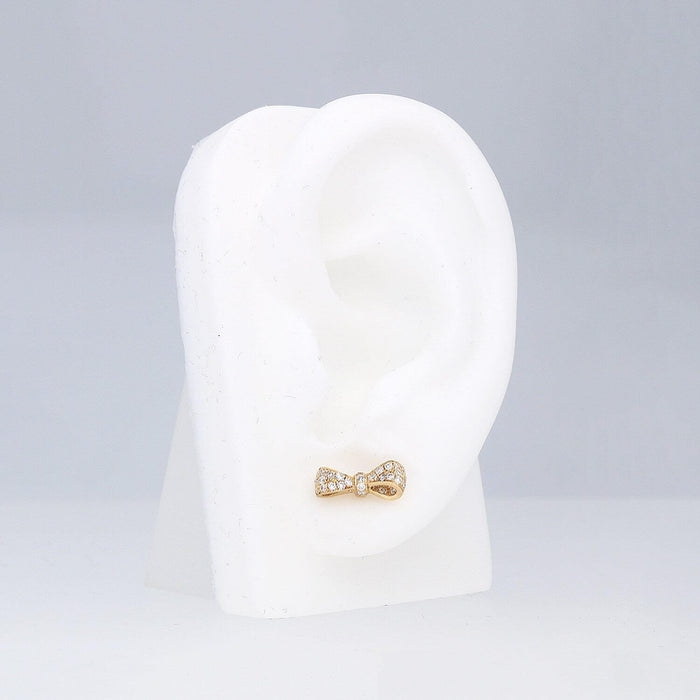 0.55CTW Lab-Grown Diamond 18K Yellow Rose White Gold Bow Stud Earrings