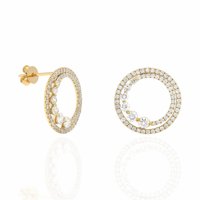 1.34CTW Lab-Grown Diamond 18K Gold Eternity Circle Of Life Earrings