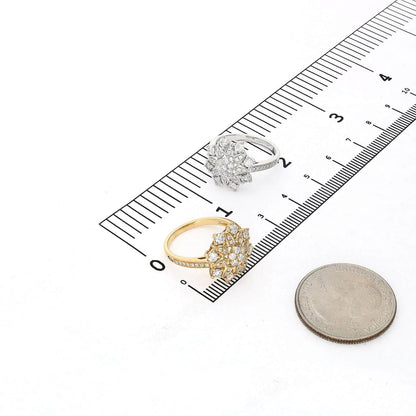 1.15CTW Lab-Grown Diamond 18K Real Gold White Snowflake Cocktail Ring