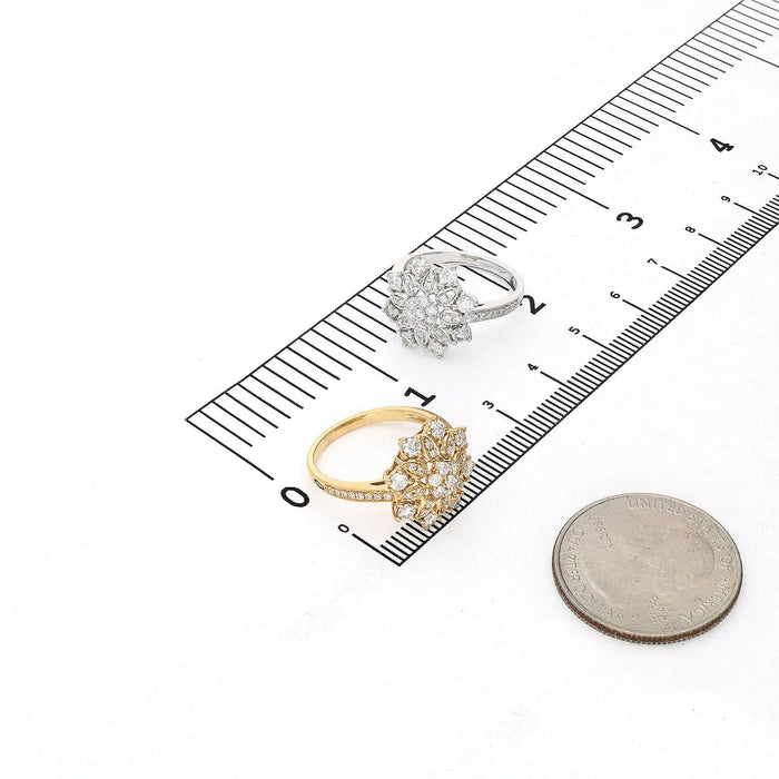 1.15CTW Lab-Grown Diamond 18K Gold White Snowflake Cocktail Ring