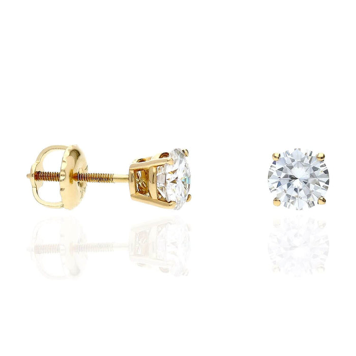 1CTW Charles & Colvard Forever One Moissanite 14K Yellow Gold Stud Earrings 5mm