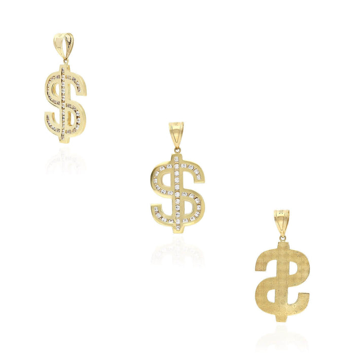 10K Yellow Gold CZ Dollar Sign Pendant