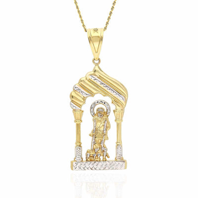 10K Yellow Gold Diamond-Cut Religious Saint Lazarus Pendant 2.5"-3.3"