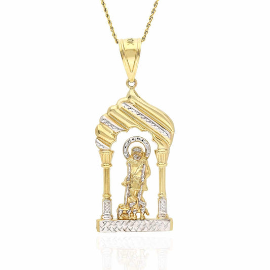 10K Yellow Gold Diamond-Cut Religious Saint Lazarus Charm Pendant 2.5"-3.3"