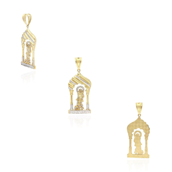 10K Yellow Gold Diamond-Cut Religious Saint Lazarus Pendant 2.5"-3.3"