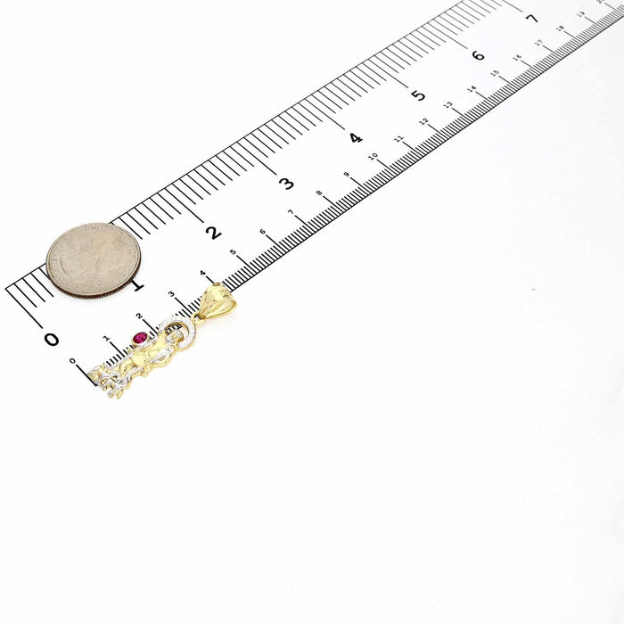 10K Gold Yellow & White Diamond-Cut Ruby Religious Saint Lazarus Pendant 1.57"