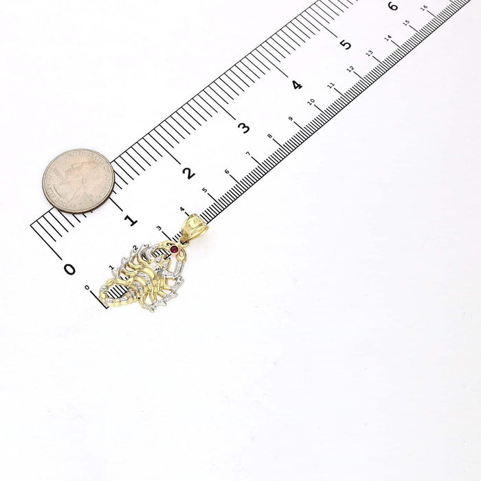 10K Yellow White Gold Two-Tone Diamond-Cut Ruby Scorpio Zodiac Pendant