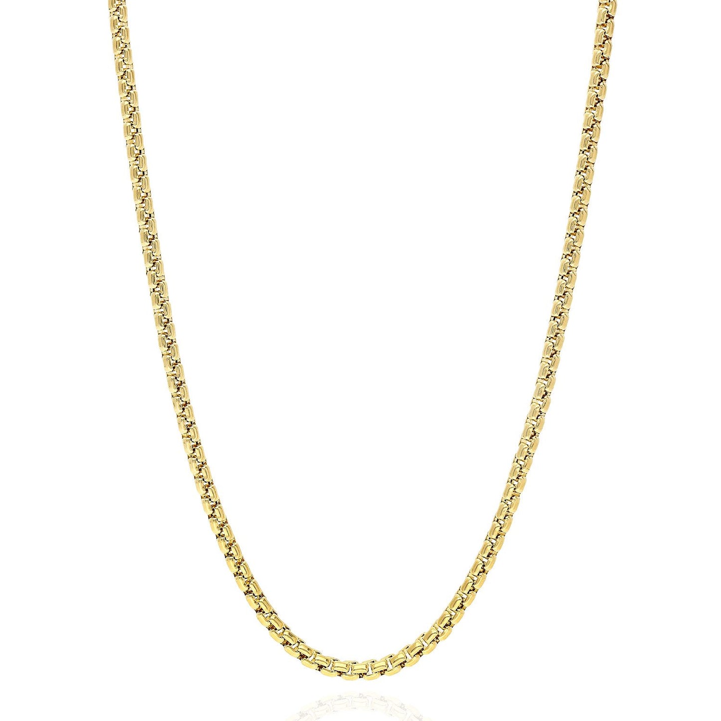 10K Real Gold 2.5mm Solid Round Box Chain Necklace 18"-26"