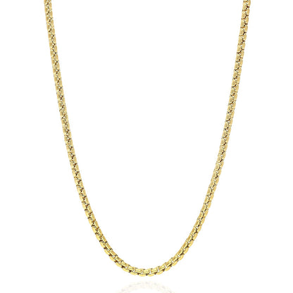 10K Real Gold 2.5mm Solid Round Box Chain Necklace 18"-26"