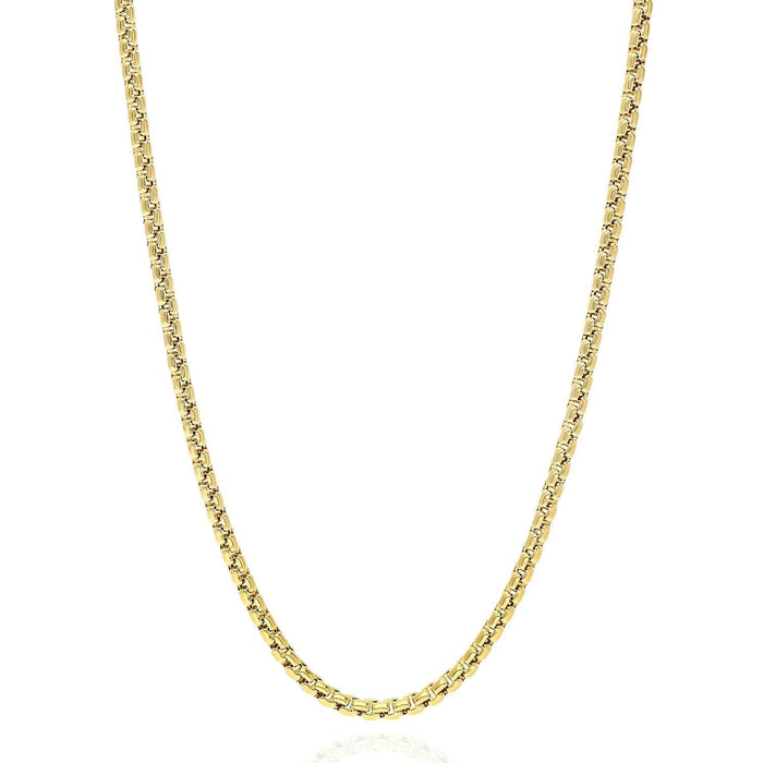10K Yellow Gold 2.5mm Round Box Chain (Solid Links) 18"-26"