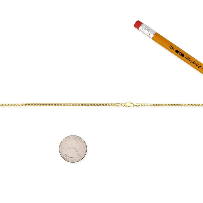 10K Yellow Gold 2.5mm Round Box Chain (Solid Links) 18"-26"