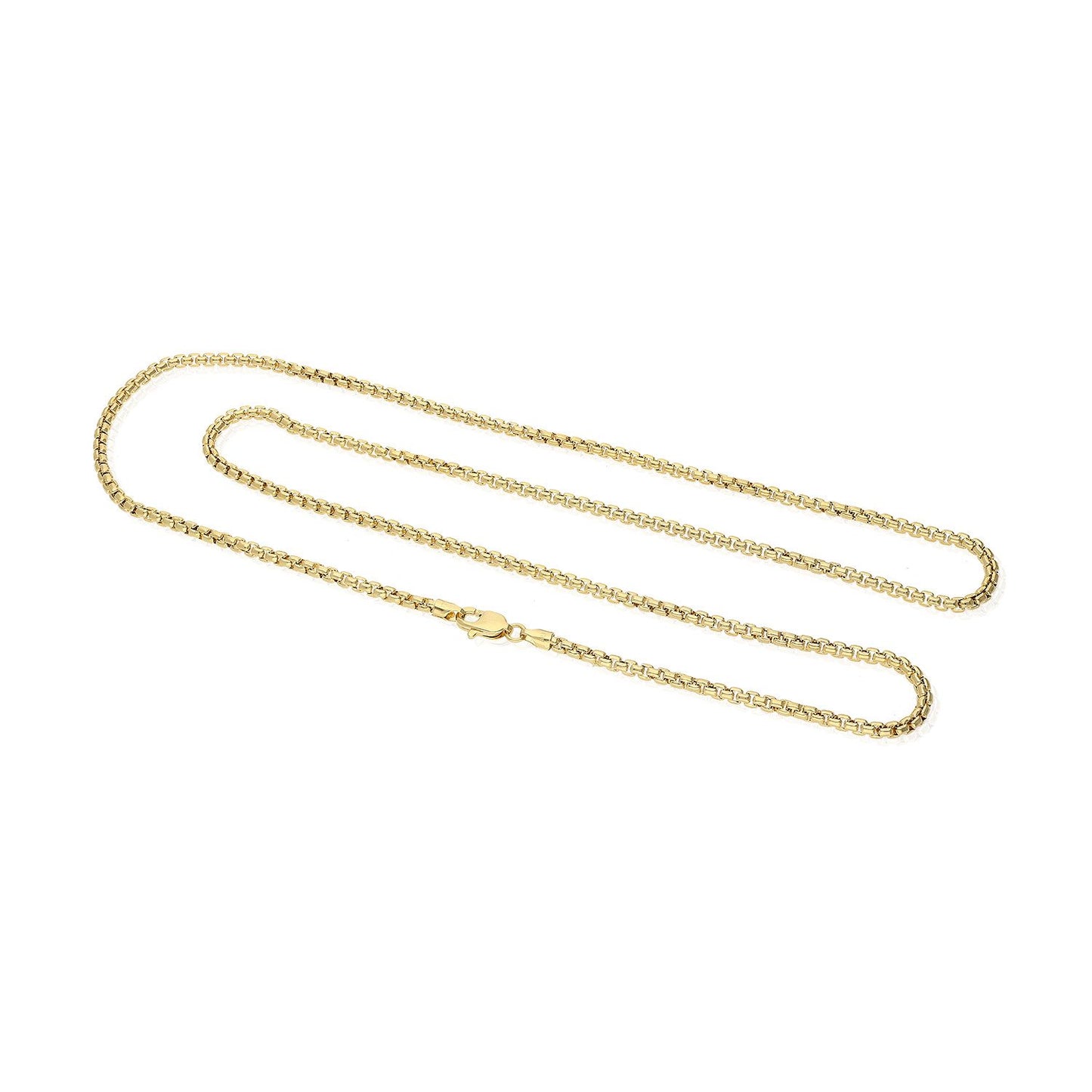 10K Real Gold 2.5mm Solid Round Box Chain Necklace 18"-26"