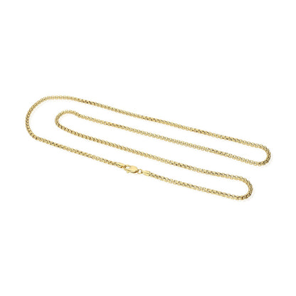 10K Real Gold 2.5mm Solid Round Box Chain Necklace 18"-26"