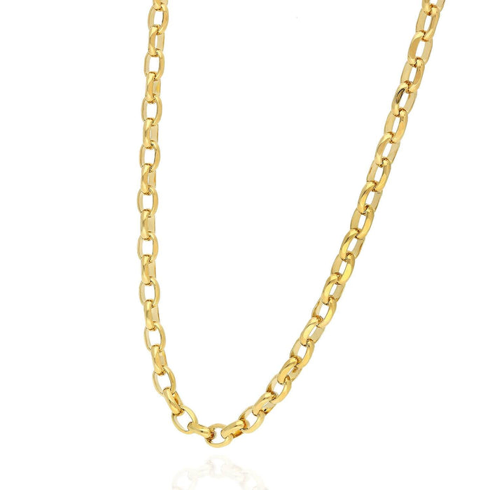 10K Yellow Gold 5mm Diamond-Cut Oval Rolo Chain (Solid Links) 20" 22" 24"